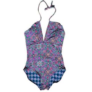 NWT Vera Bradley Floral Medallion Halter Reversible Swimsuit